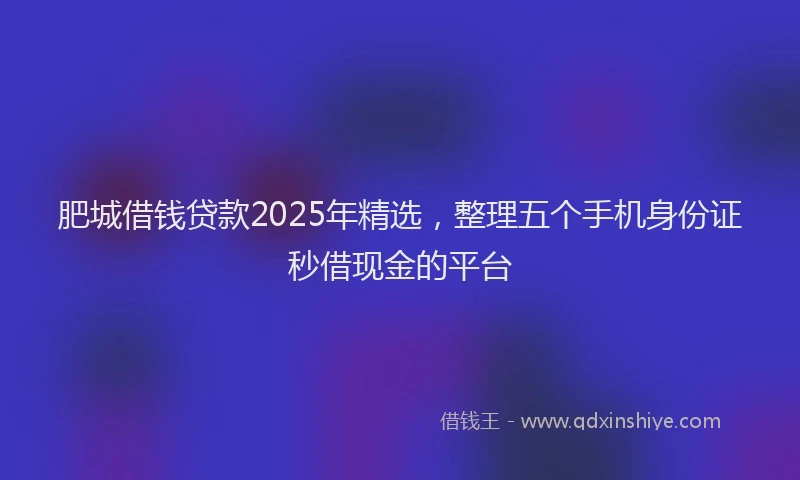 肥城借钱贷款2025年精选，整理五个手机身份证秒借现金的平台