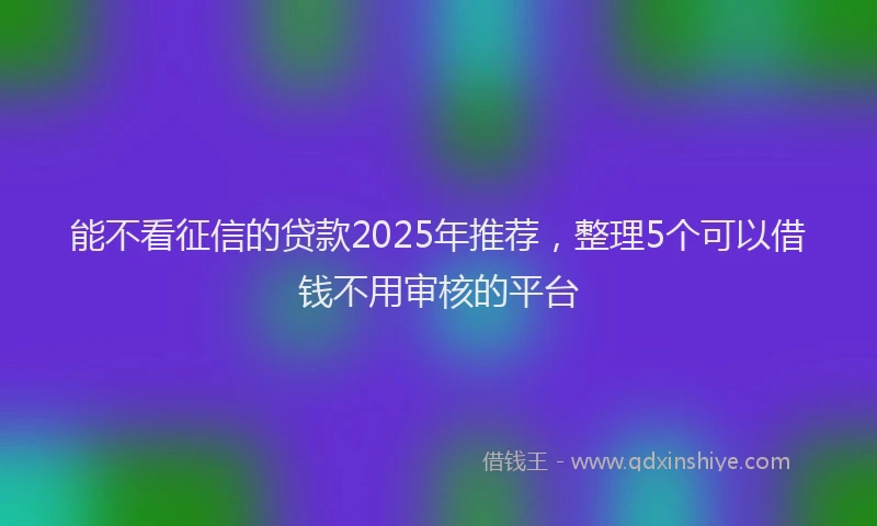 能不看征信的贷款2025年推荐，整理5个可以借钱不用审核的平台