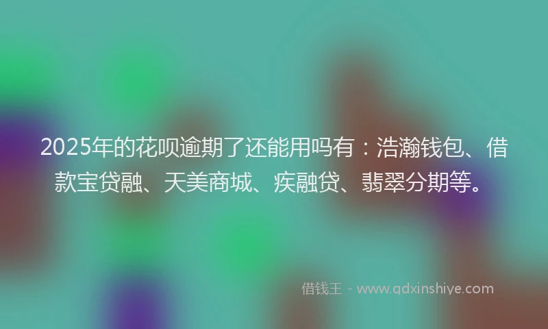 2025年的花呗逾期了还能用吗有：浩瀚钱包、借款宝贷融、天美商城、疾融贷、翡翠分期等。