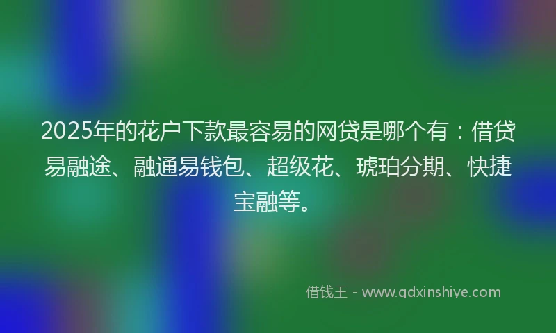 2025年的花户下款最容易的网贷是哪个有：借贷易融途、融通易钱包、超级花、琥珀分期、快捷宝融等。