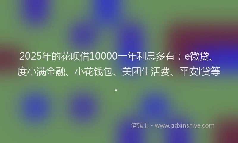 2025年的花呗借10000一年利息多有：e微贷、度小满金融、小花钱包、美团生活费、平安i贷等。