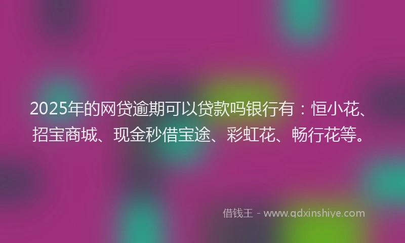 2025年的网贷逾期可以贷款吗银行有：恒小花、招宝商城、现金秒借宝途、彩虹花、畅行花等。