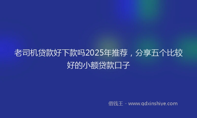 老司机贷款好下款吗2025年推荐，分享五个比较好的小额贷款口子