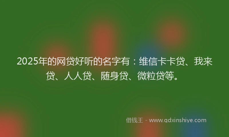 2025年的网贷好听的名字有：维信卡卡贷、我来贷、人人贷、随身贷、微粒贷等。