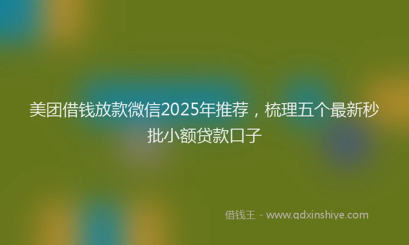 美团借钱放款微信2025年推荐，梳理五个最新秒批小额贷款口子