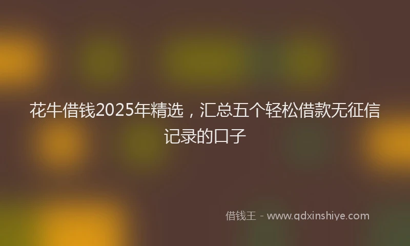 花牛借钱2025年精选，汇总五个轻松借款无征信记录的口子