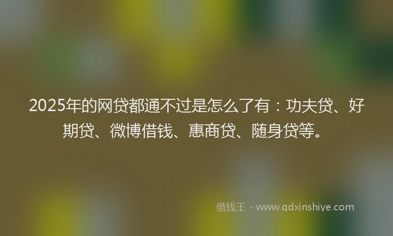 2025年的网贷都通不过是怎么了有：功夫贷、好期贷、微博借钱、惠商贷、随身贷等。