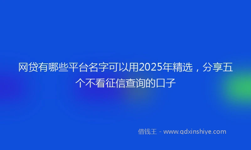 网贷有哪些平台名字可以用2025年精选，分享五个不看征信查询的口子