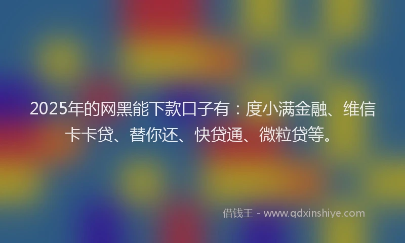 2025年的网黑能下款口子有：度小满金融、维信卡卡贷、替你还、快贷通、微粒贷等。