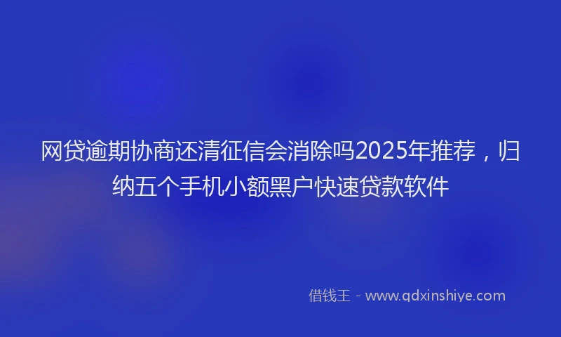 网贷逾期协商还清征信会消除吗2025年推荐，归纳五个手机小额黑户快速贷款软件