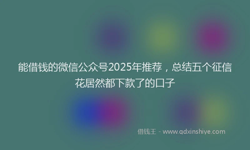 能借钱的微信公众号2025年推荐，总结五个征信花居然都下款了的口子