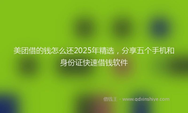 美团借的钱怎么还2025年精选，分享五个手机和身份证快速借钱软件
