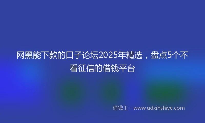 网黑能下款的口子论坛2025年精选，盘点5个不看征信的借钱平台