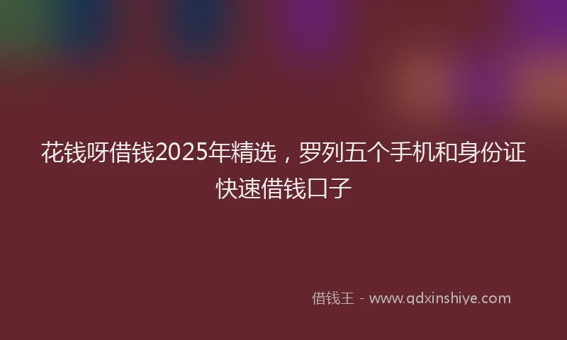花钱呀借钱2025年精选，罗列五个手机和身份证快速借钱口子