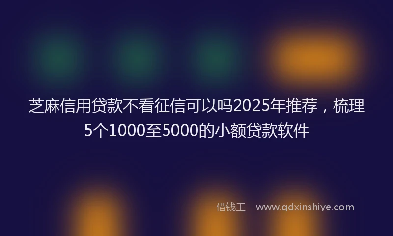 芝麻信用贷款不看征信可以吗2025年推荐，梳理5个1000至5000的小额贷款软件