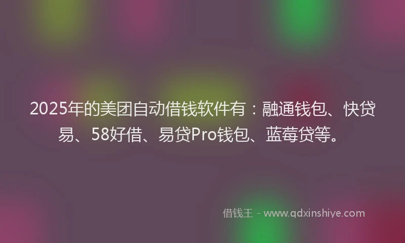 2025年的美团自动借钱软件有：融通钱包、快贷易、58好借、易贷Pro钱包、蓝莓贷等。