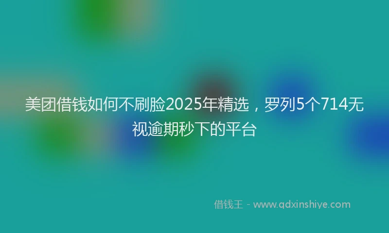 美团借钱如何不刷脸2025年精选，罗列5个714无视逾期秒下的平台