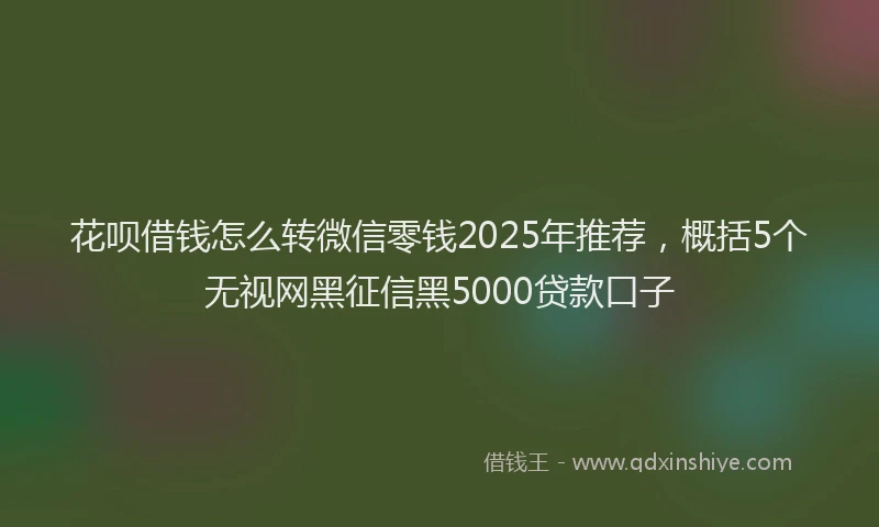 花呗借钱怎么转微信零钱2025年推荐，概括5个无视网黑征信黑5000贷款口子