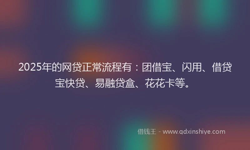2025年的网贷正常流程有：团借宝、闪用、借贷宝快贷、易融贷盒、花花卡等。