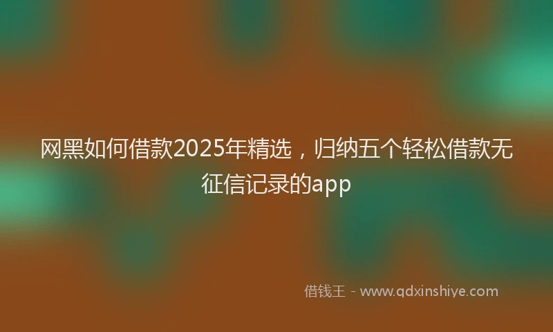 网黑如何借款2025年精选，归纳五个轻松借款无征信记录的app