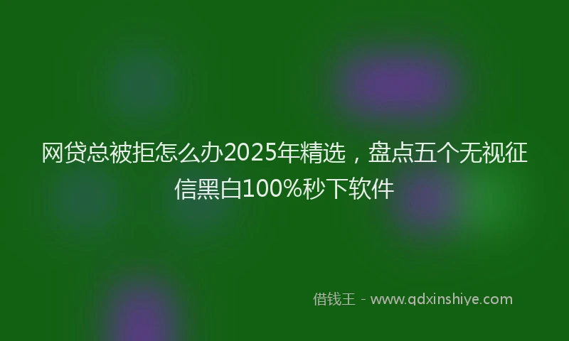 网贷总被拒怎么办2025年精选，盘点五个无视征信黑白100%秒下软件