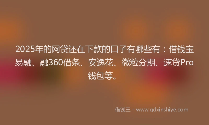2025年的网贷还在下款的口子有哪些有：借钱宝易融、融360借条、安逸花、微粒分期、速贷Pro钱包等。