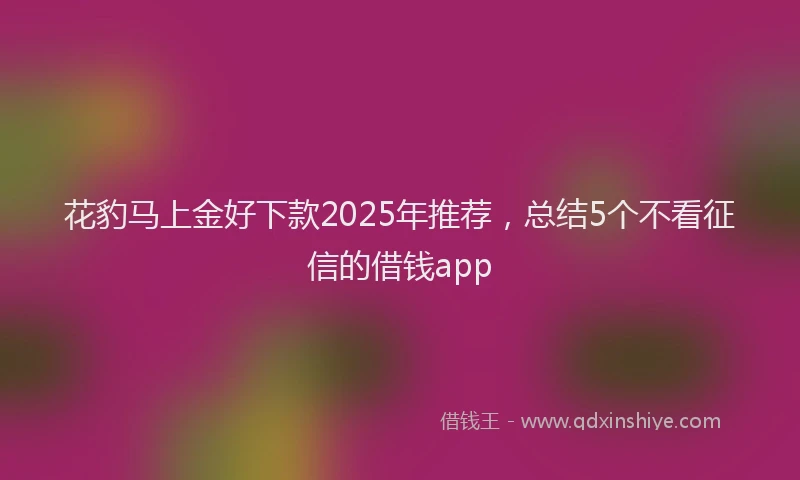 花豹马上金好下款2025年推荐，总结5个不看征信的借钱app