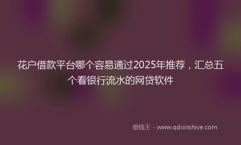 花户借款平台哪个容易通过2025年推荐，汇总五个看银行流水的网贷软件