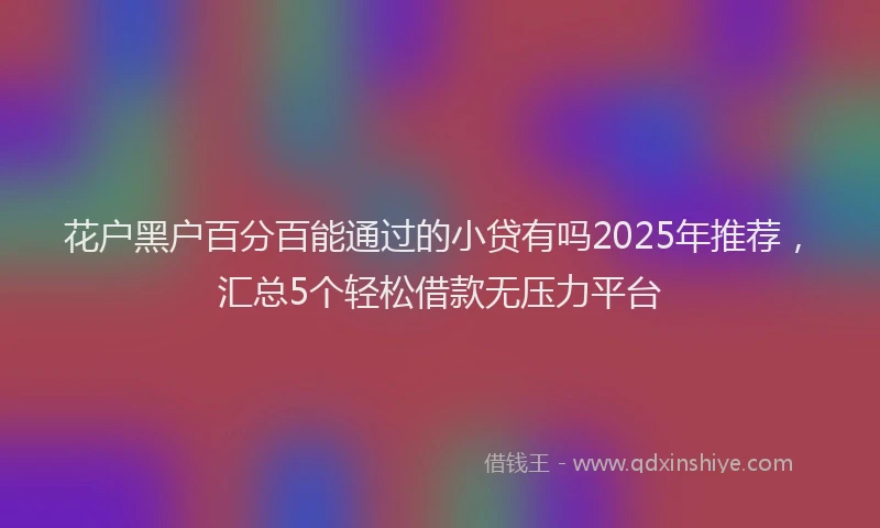 花户黑户百分百能通过的小贷有吗2025年推荐，汇总5个轻松借款无压力平台