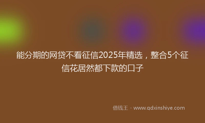 能分期的网贷不看征信2025年精选，整合5个征信花居然都下款的口子