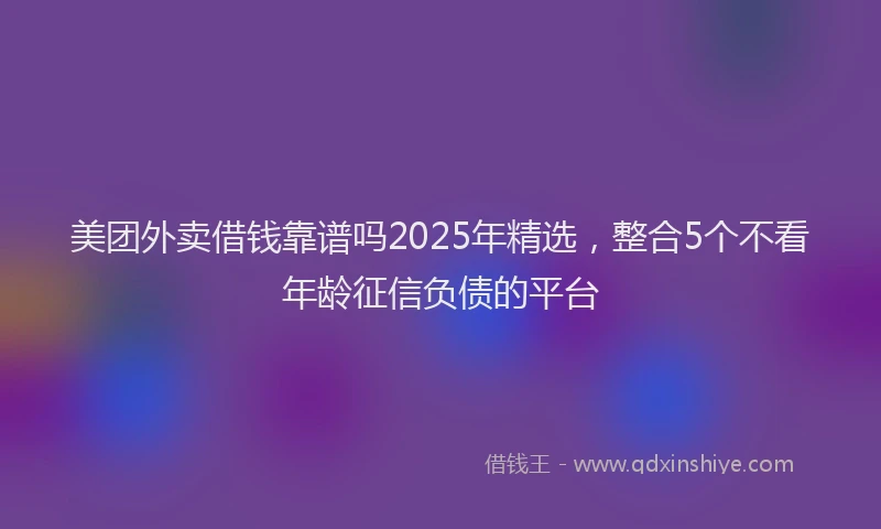 美团外卖借钱靠谱吗2025年精选，整合5个不看年龄征信负债的平台