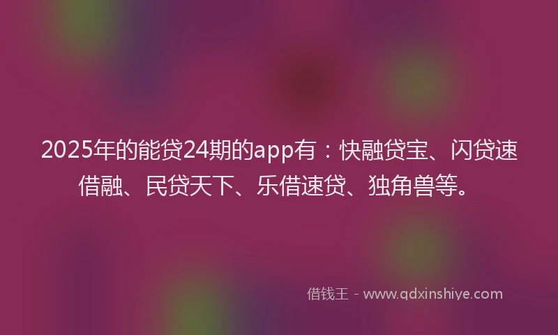 2025年的能贷24期的app有：快融贷宝、闪贷速借融、民贷天下、乐借速贷、独角兽等。