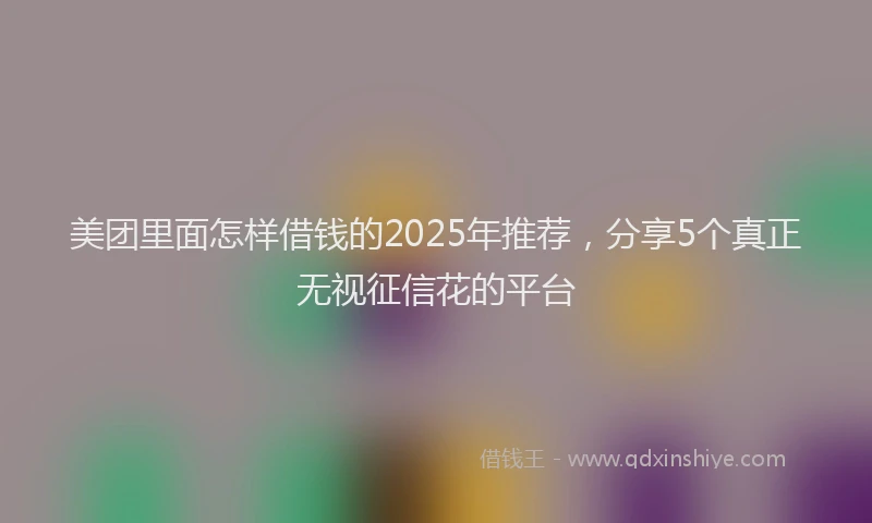 美团里面怎样借钱的2025年推荐，分享5个真正无视征信花的平台