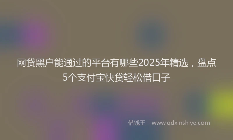 网贷黑户能通过的平台有哪些2025年精选，盘点5个支付宝快贷轻松借口子