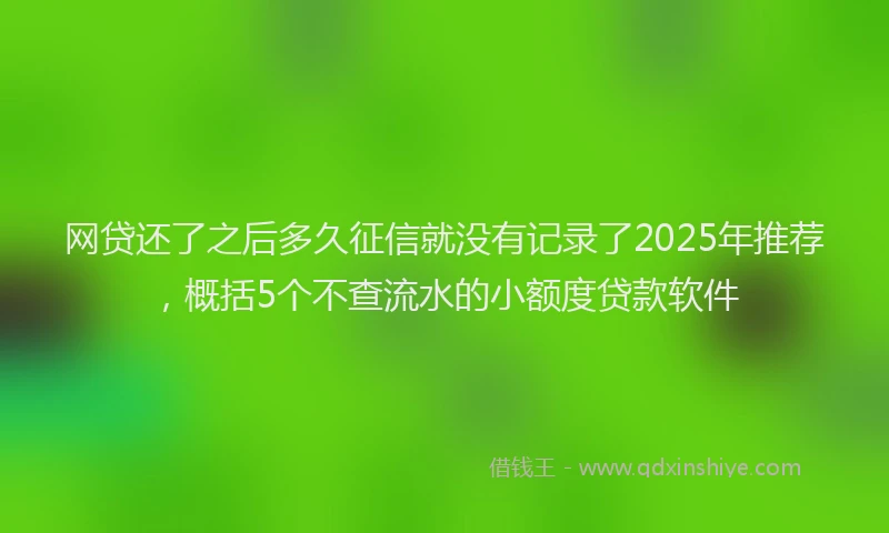 网贷还了之后多久征信就没有记录了2025年推荐，概括5个不查流水的小额度贷款软件