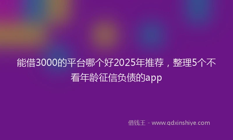 能借3000的平台哪个好2025年推荐，整理5个不看年龄征信负债的app