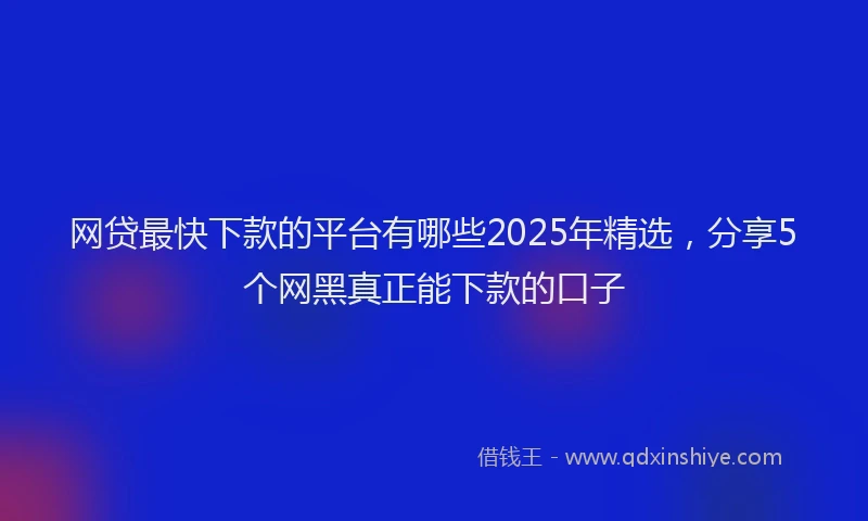 网贷最快下款的平台有哪些2025年精选，分享5个网黑真正能下款的口子