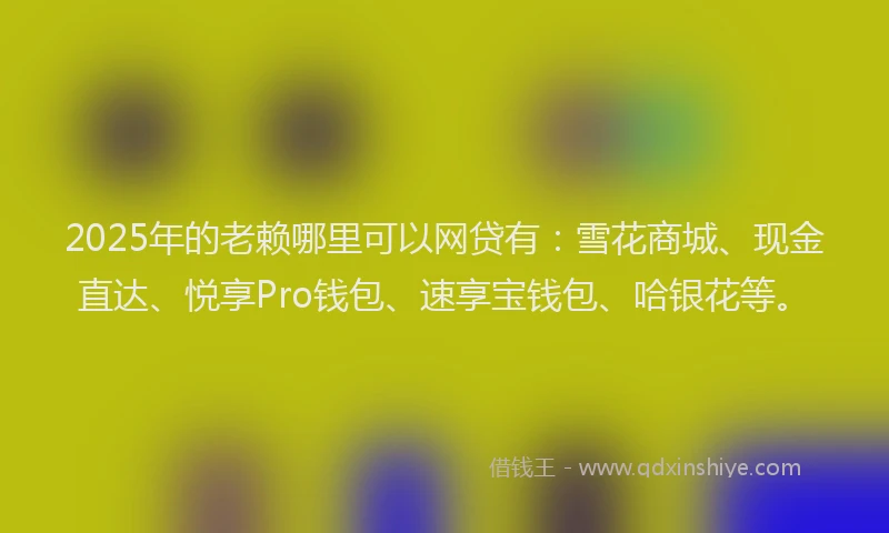 2025年的老赖哪里可以网贷有：雪花商城、现金直达、悦享Pro钱包、速享宝钱包、哈银花等。