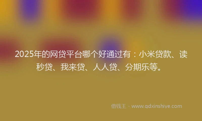 2025年的网贷平台哪个好通过有：小米贷款、读秒贷、我来贷、人人贷、分期乐等。