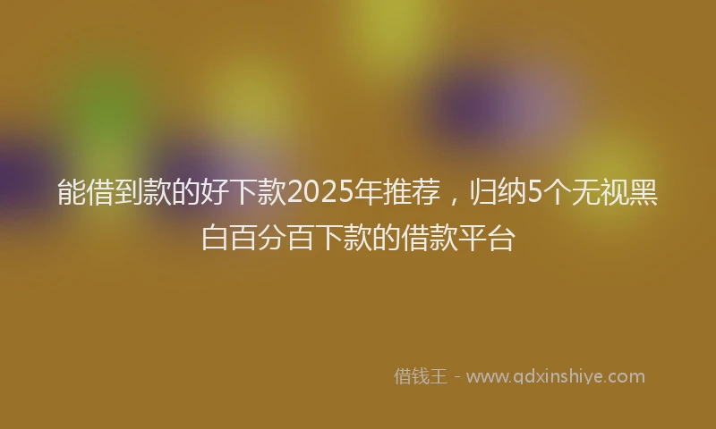 能借到款的好下款2025年推荐，归纳5个无视黑白百分百下款的借款平台