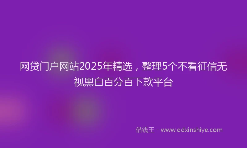 网贷门户网站2025年精选，整理5个不看征信无视黑白百分百下款平台