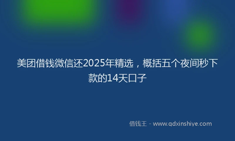 美团借钱微信还2025年精选，概括五个夜间秒下款的14天口子