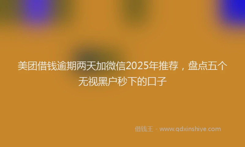 美团借钱逾期两天加微信2025年推荐，盘点五个无视黑户秒下的口子