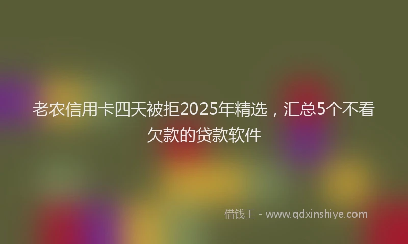 老农信用卡四天被拒2025年精选，汇总5个不看欠款的贷款软件