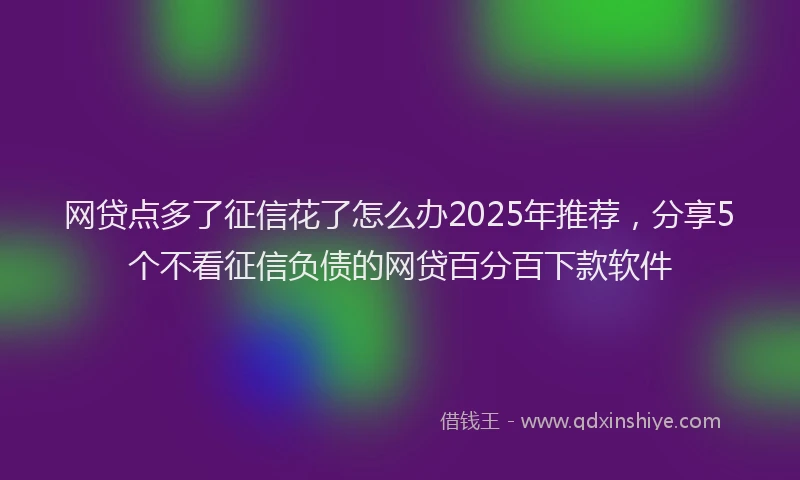 网贷点多了征信花了怎么办2025年推荐，分享5个不看征信负债的网贷百分百下款软件