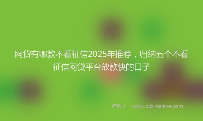 网贷有哪款不看征信2025年推荐，归纳五个不看征信网贷平台放款快的口子