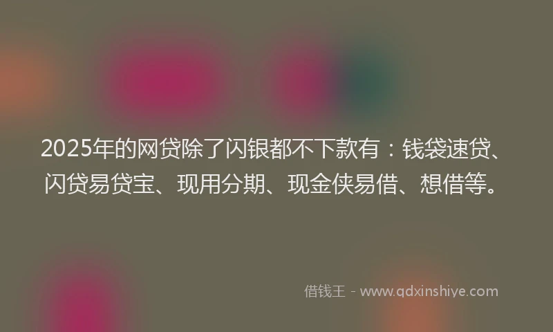 2025年的网贷除了闪银都不下款有：钱袋速贷、闪贷易贷宝、现用分期、现金侠易借、想借等。