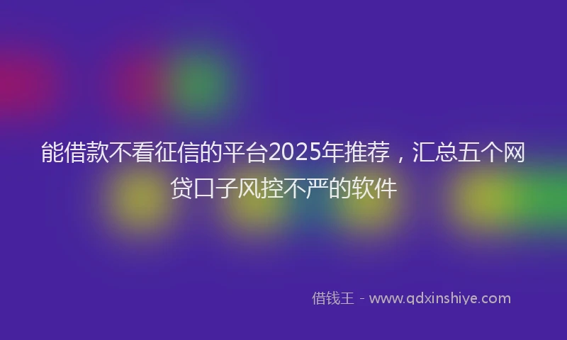 能借款不看征信的平台2025年推荐，汇总五个网贷口子风控不严的软件
