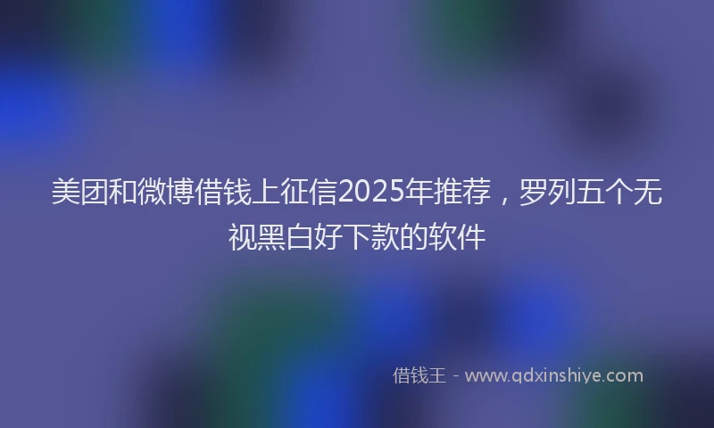 美团和微博借钱上征信2025年推荐，罗列五个无视黑白好下款的软件