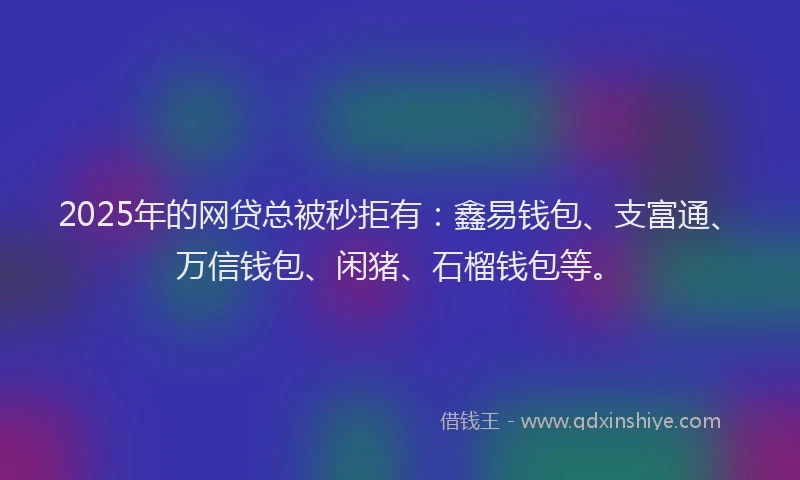 2025年的网贷总被秒拒有：鑫易钱包、支富通、万信钱包、闲猪、石榴钱包等。